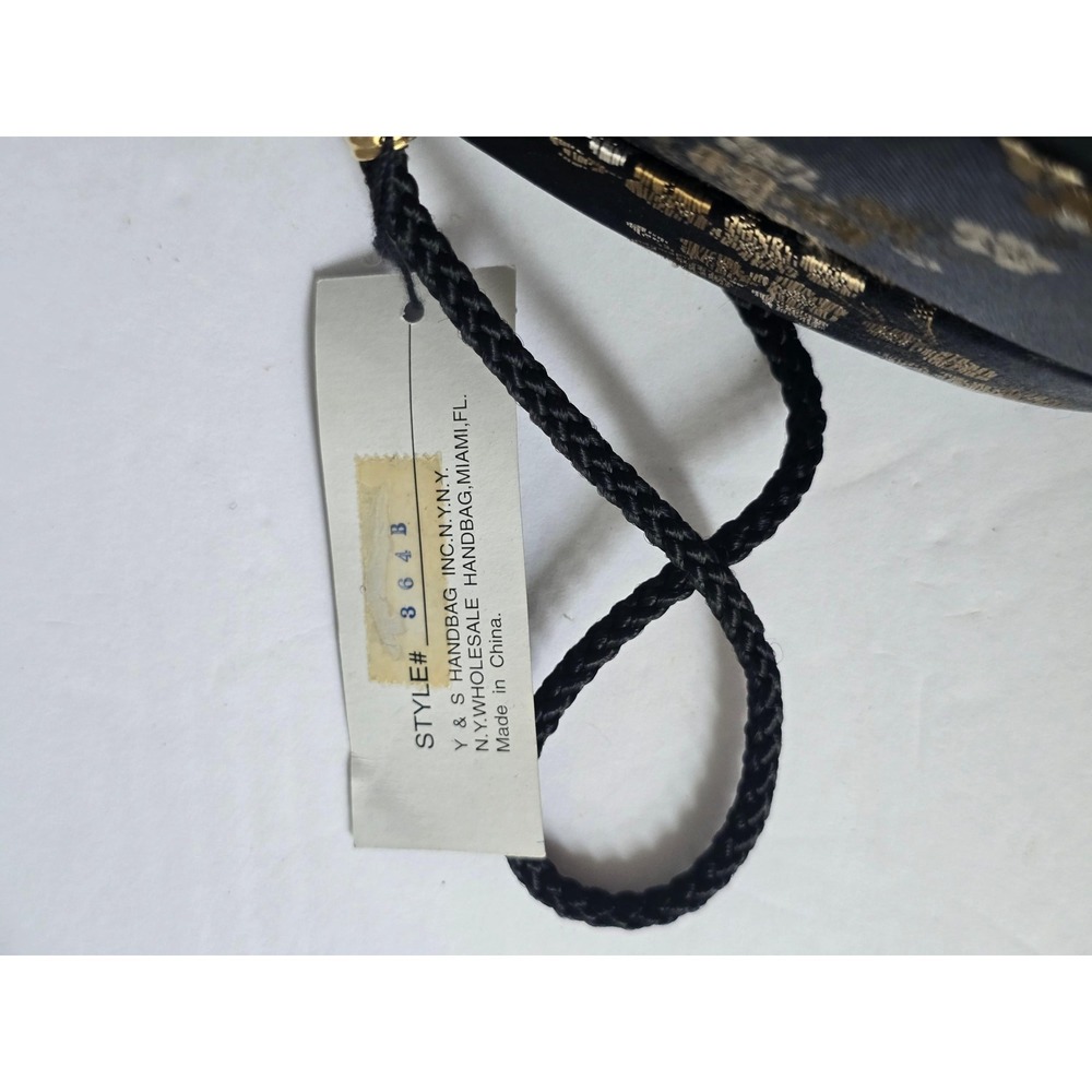 NWT Vintage Chinese Brocade Evening Bag Black & Gold with Tassel (Minor Defect) - Picture 4 of 10